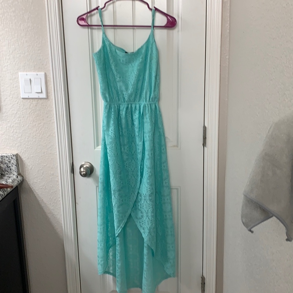High low turquoise dress